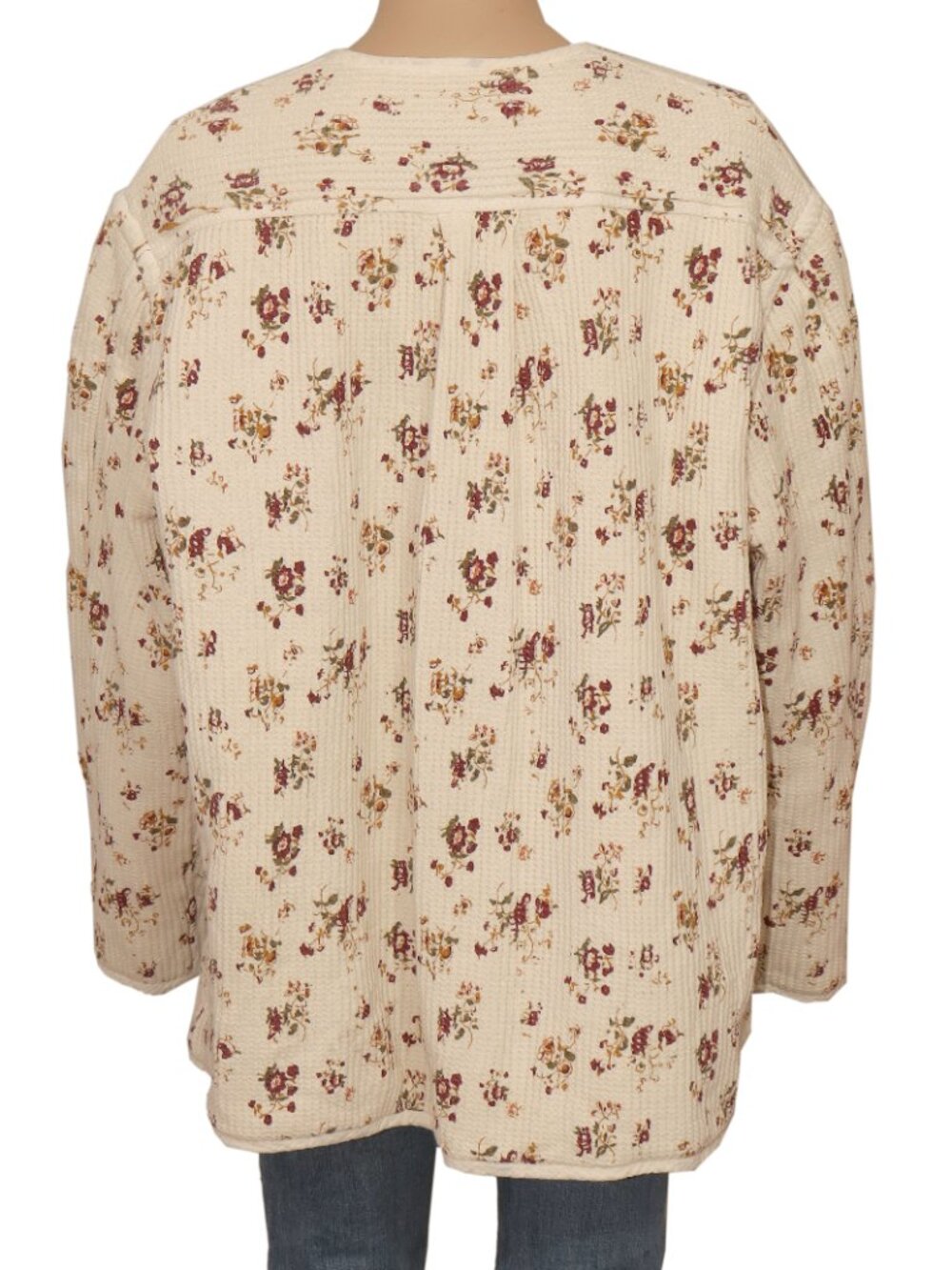 Free People FP One Dana Liner Jacket Buttondown Printed Ivory M - Picture 6 of 8